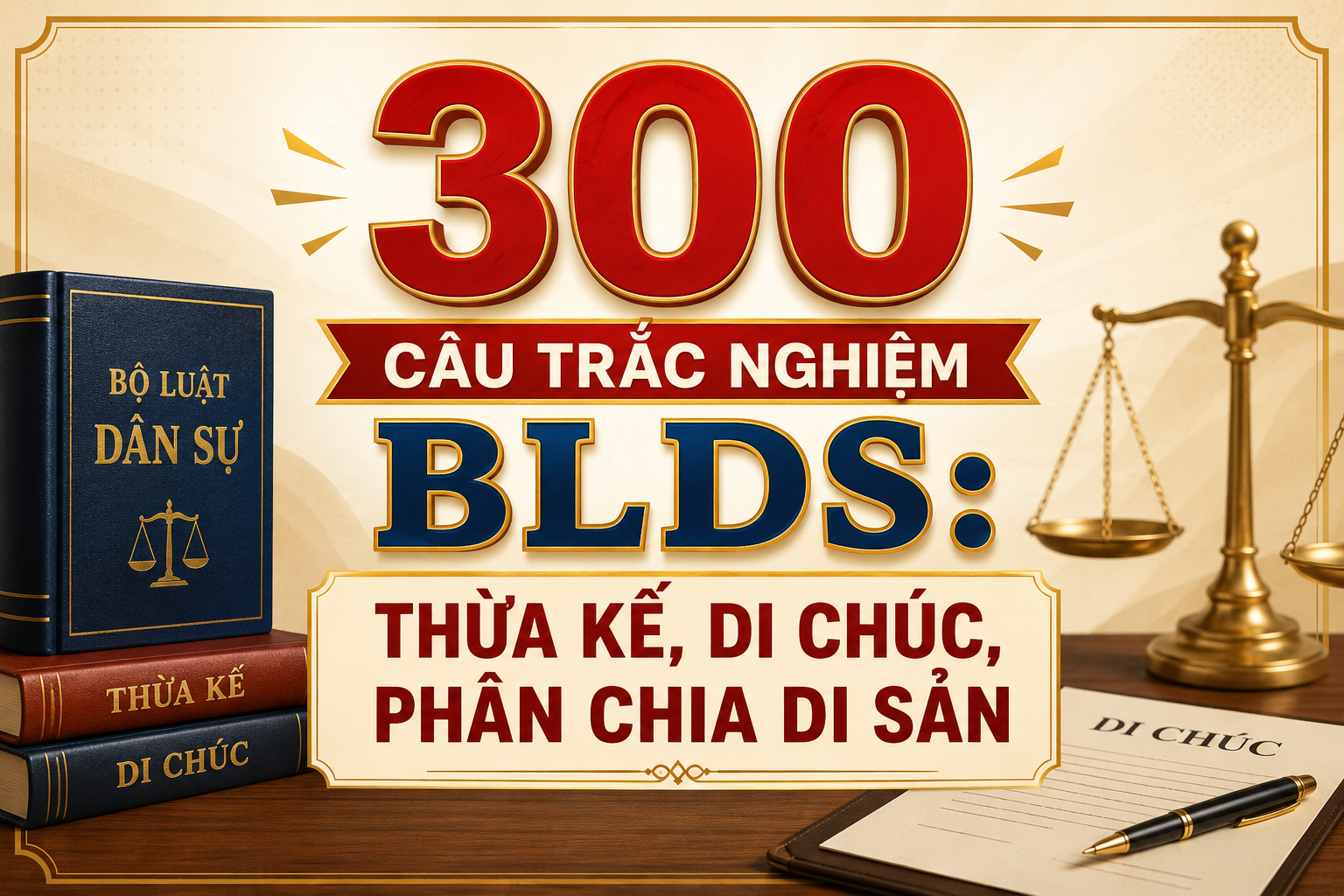 300 câu trắc nghiệm BLDS: Thừa kế, di chúc, phân chia di sản