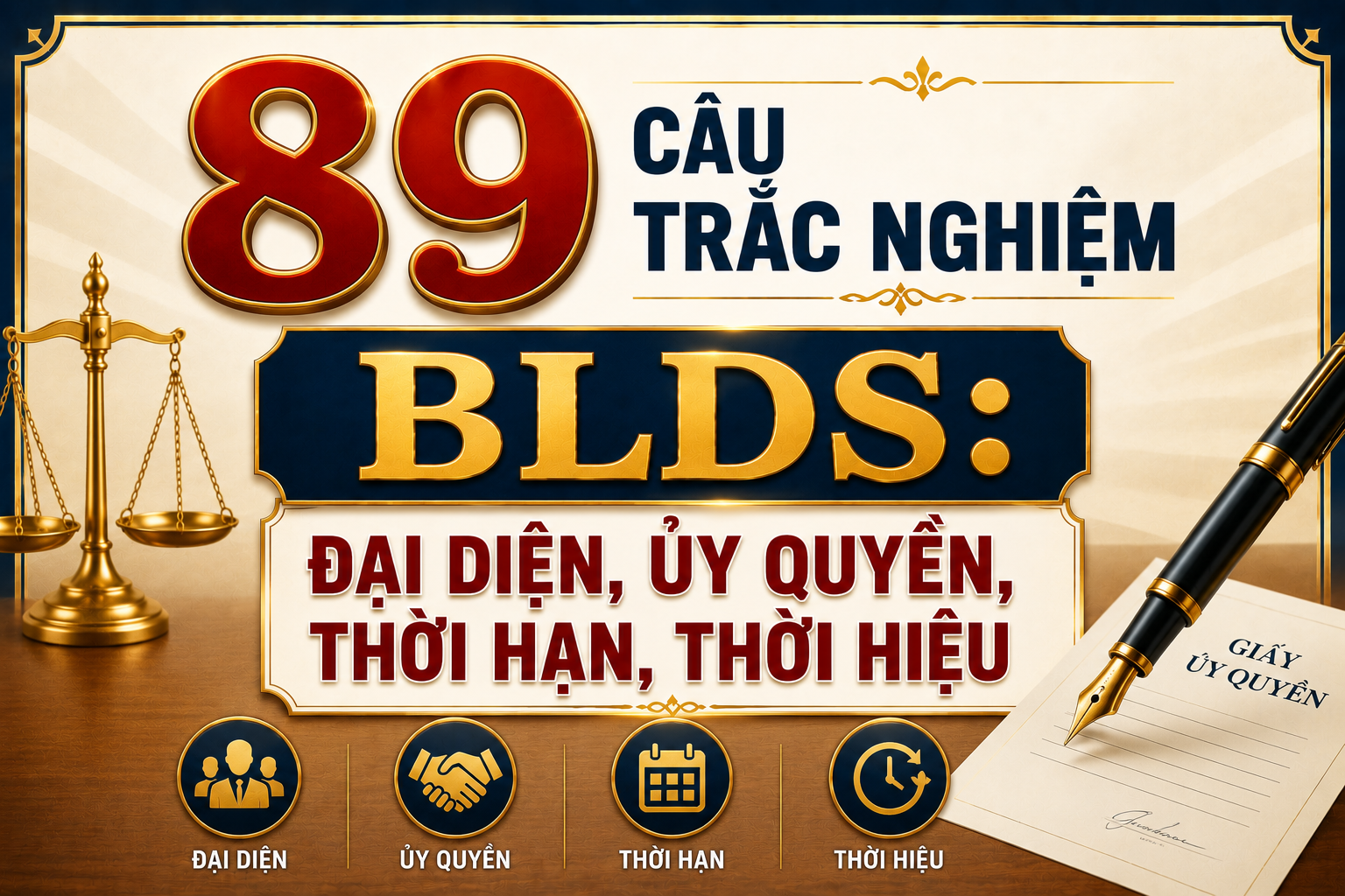 89 câu trắc nghiệm BLDS: Đại diện, ủy quyền, thời hạn, thời hiệu