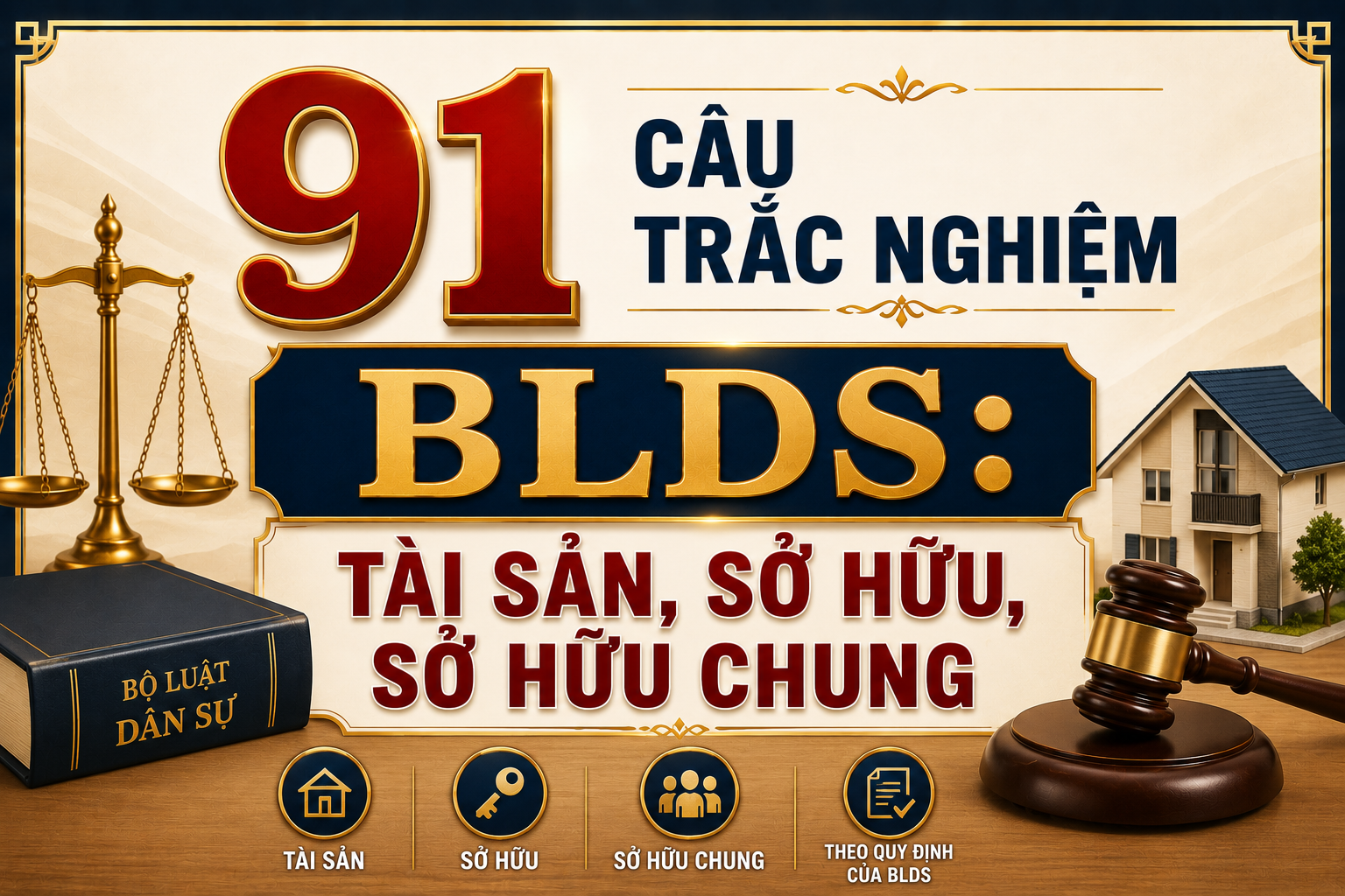 91 câu trắc nghiệm BLDS: Tài sản, sở hữu, sở hữu chung