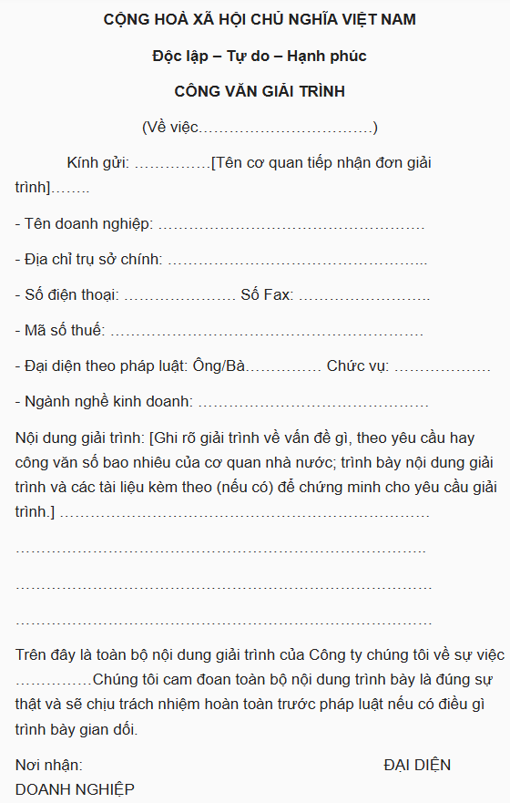 6 mẫu Công văn giải trình mọi doanh nghiệp nên biết