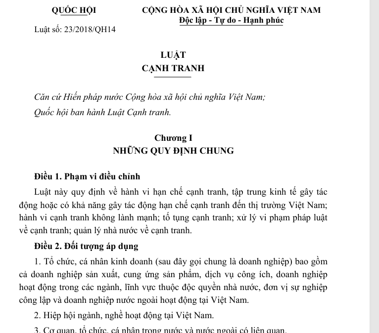Luật cạnh tranh 2018