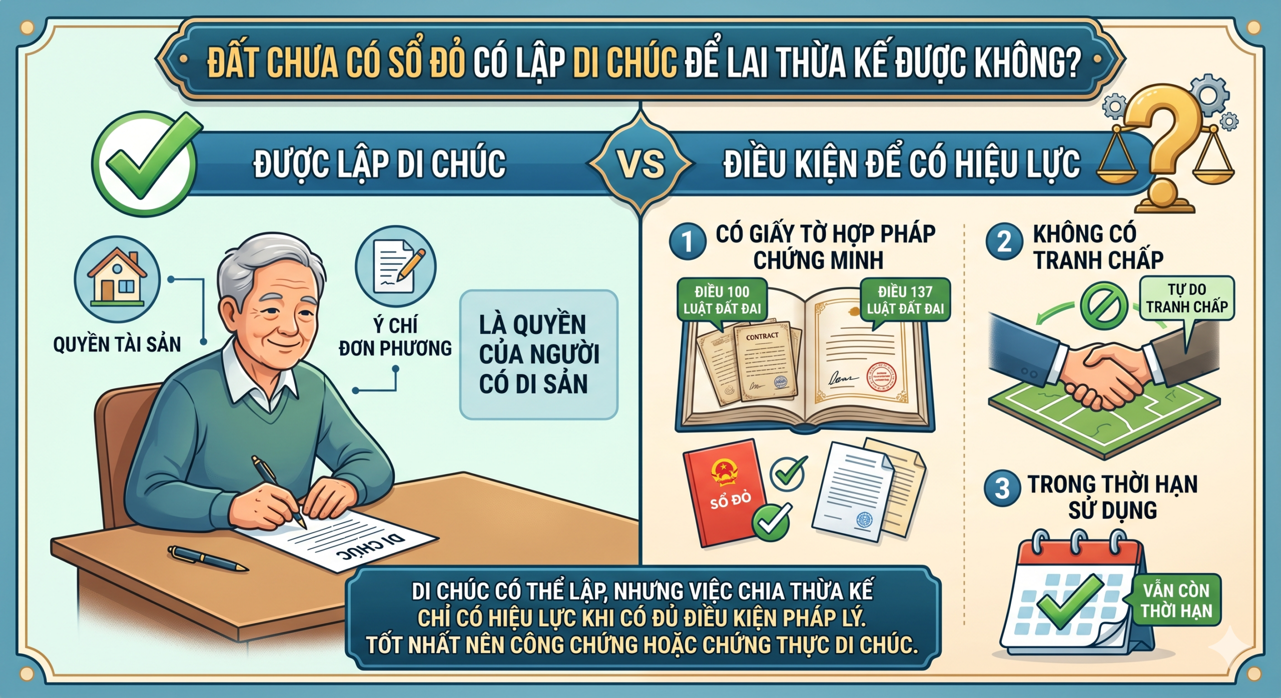 Đất chưa có sổ đỏ có lập di chúc để lại thừa kế được không