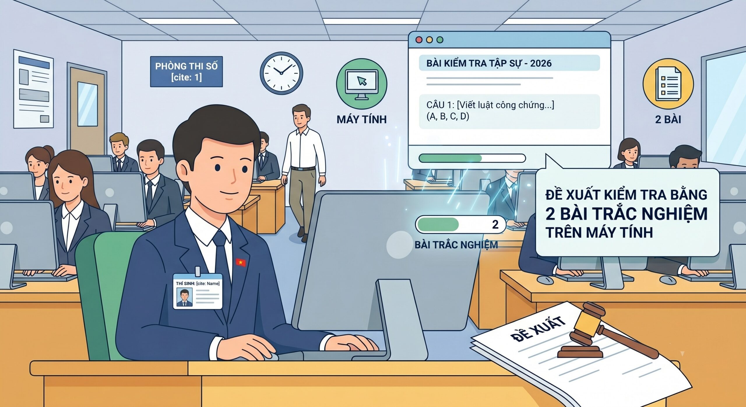 Kiểm tra kết quả tập sự hành nghề công chứng bằng 2 bài trắc nghiệm theo đề xuất của Bộ Tư pháp