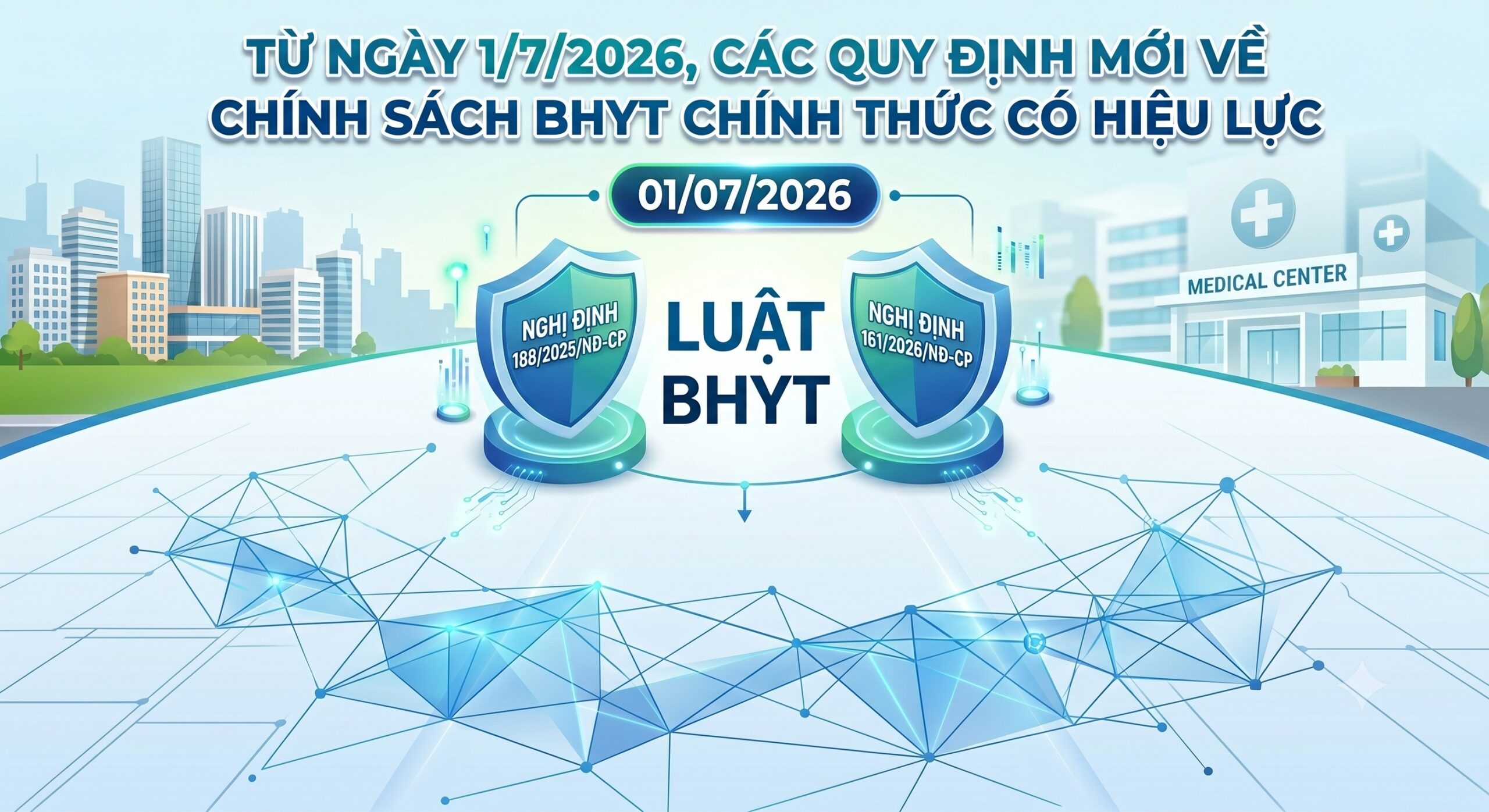 Từ ngày 1/7/2026.BHYT chính thức có hiệu lực theo Luật BHYT, Nghị định số 188/2025/NĐ-CP và Nghị định số 161/2026/NĐ-CP của Chính phủ.